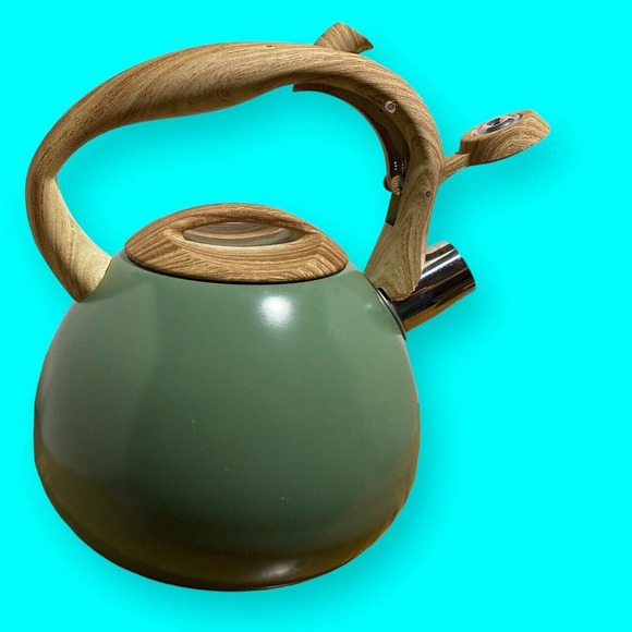 Poliviar Whistling Tea Kettle 2.7 Qt. Wooden Handle Stainless Steel Green - Picture 9 of 10
